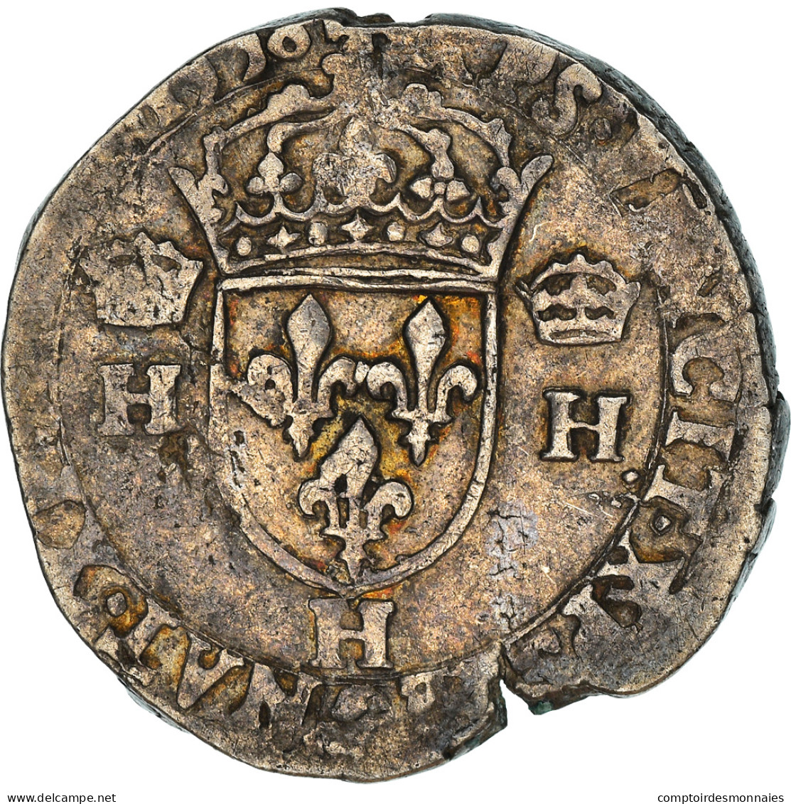 Monnaie, France, Henri II, Teston, 1558, La Rochelle, TB+, Argent, Sombart:4558 - 1547-1559 Enrico II