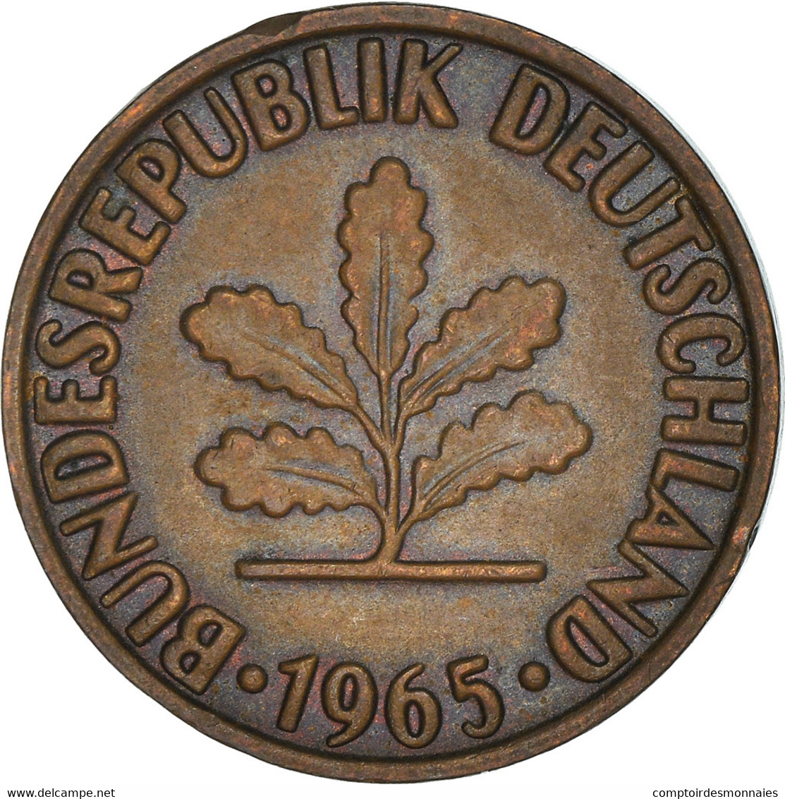 Monnaie, République Fédérale Allemande, 2 Pfennig, 1965, Stuttgart, TTB+ - 2 Pfennig