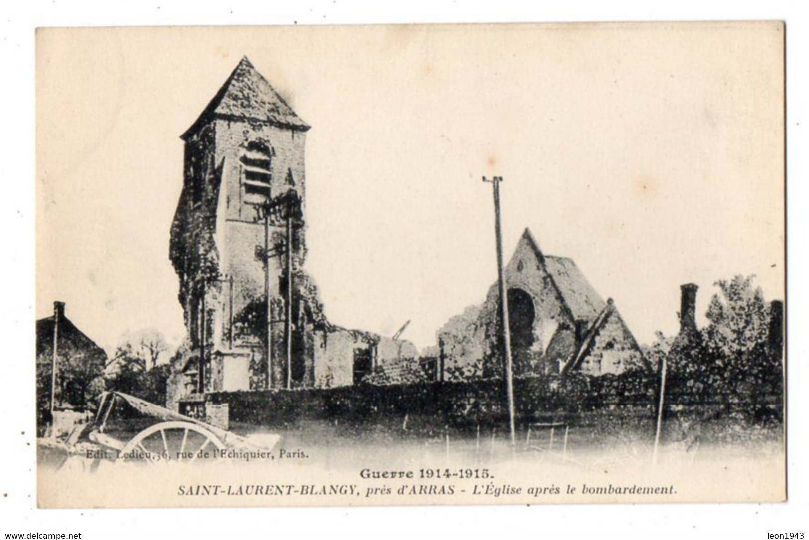 30626-LE-62-Guerre 1914-1915.-SAINT-LAURENT-BLANGY,près D'ARRAS-L'Eglise Après Le Bombardement - Saint Laurent Blangy