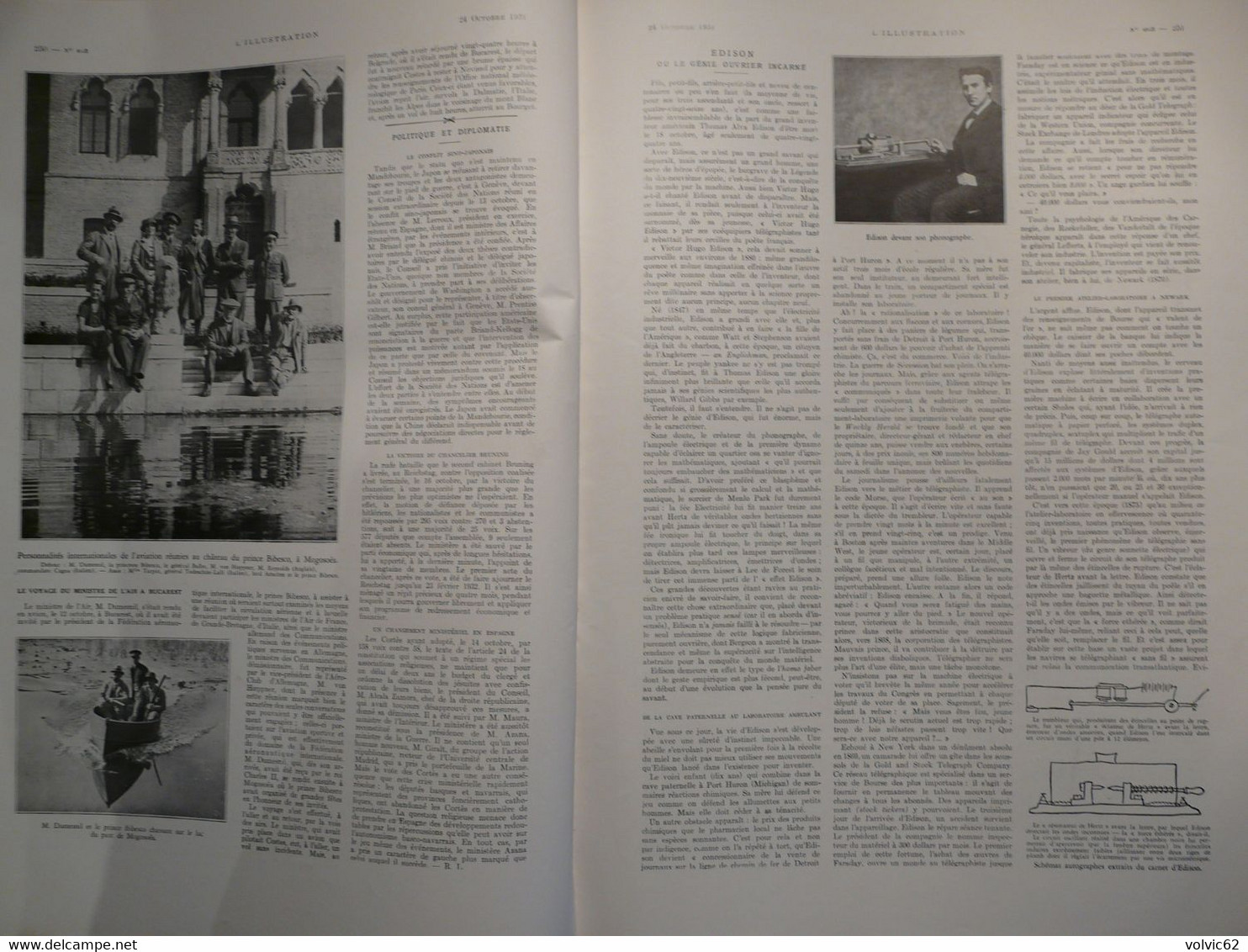 Illustration 4625 1931 Thomas Edison Pierre Laval Christ De Rio Janeiro Volcan La Réunion Chine Hankéou Malygin Yokohama - L'Illustration