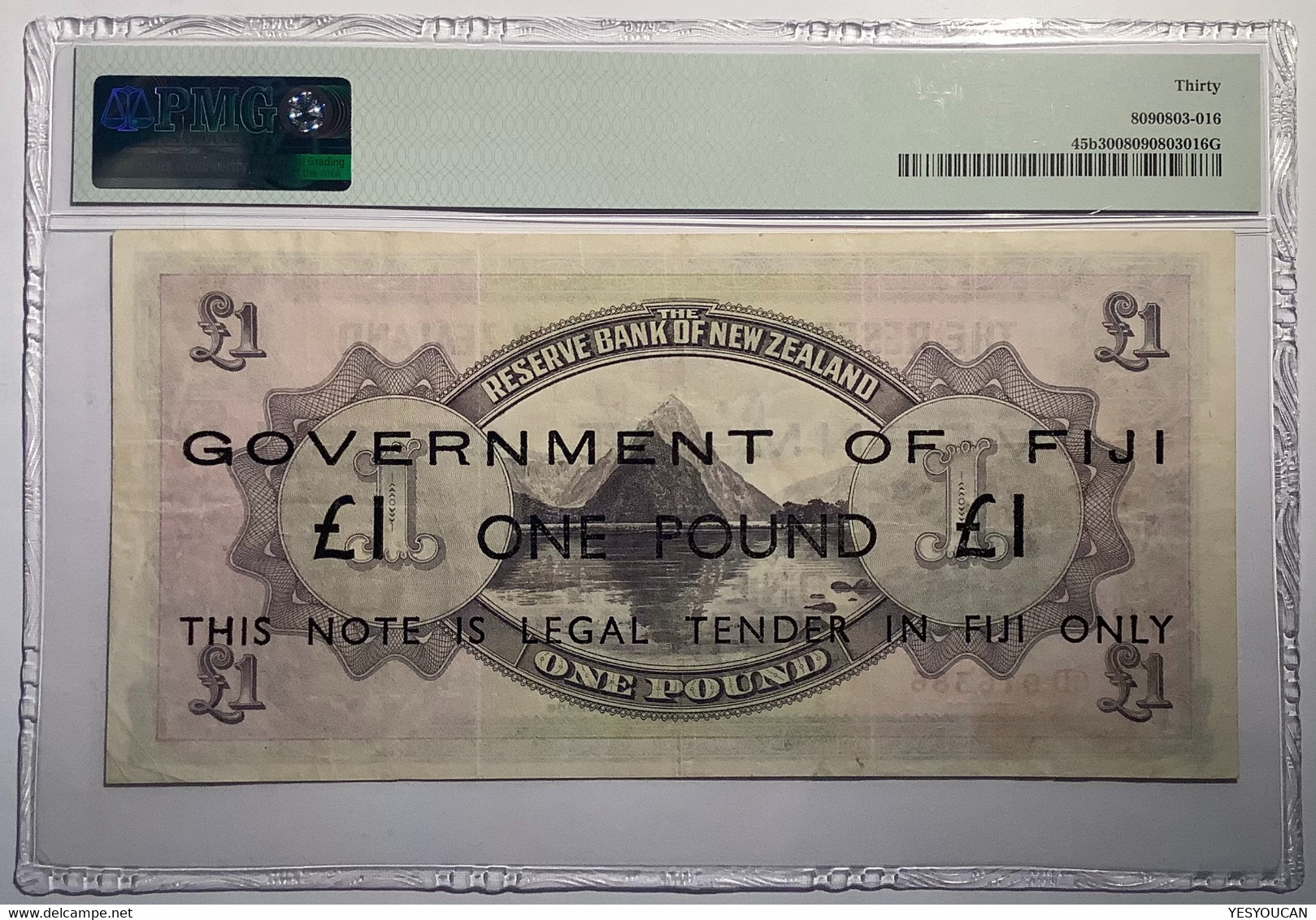 TOP POP ! Fiji British Administration (1942) 1 Pound Pick-45b PMG VF30 (New Zealand Fidji Billet Paper Money Bitcoin - Fidschi