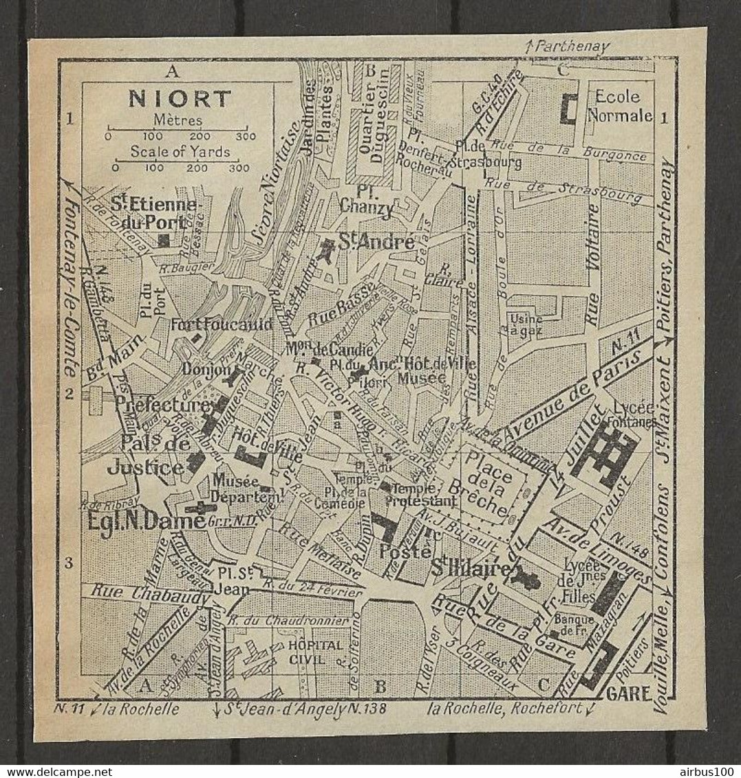 CARTE PLAN 1929 - NIORT - FORT FOULCAULT - DONJON - ÉCOLE NORMALE - HOPITAL CIVIL - Cartes Topographiques