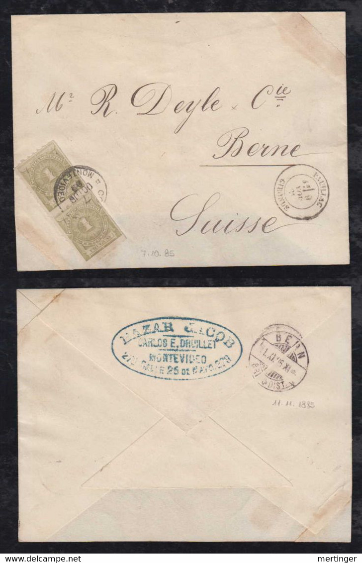 Uruguay 1885 Printed Matter 2x 1c MONTEVIDEO To Berne Switzerland Via Pauillac France - Uruguay