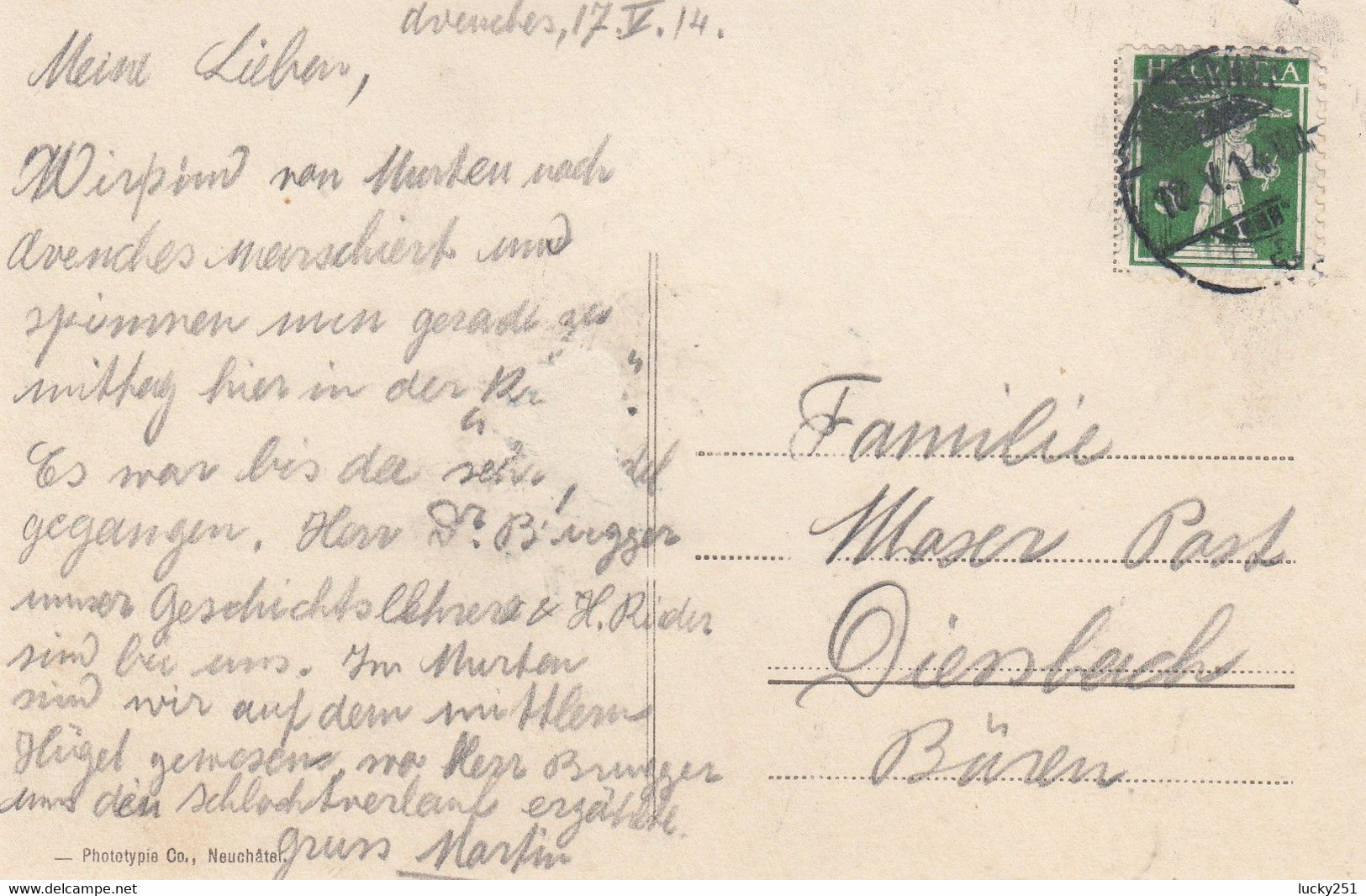 Suisse - Châteaux - Avenches - Le Château - Circulée 18/05/1914 - Au