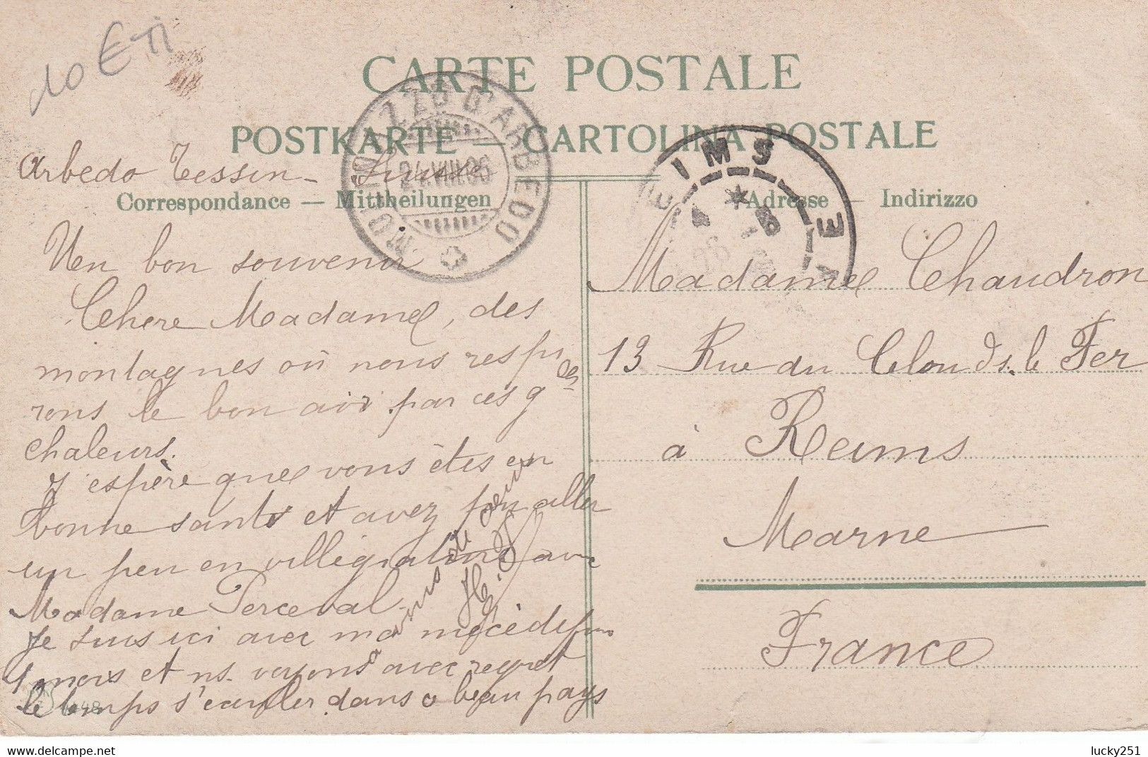 Suisse - Châteaux - Bellinzona - Le Château  - Circulée 26/08/1906 - Au