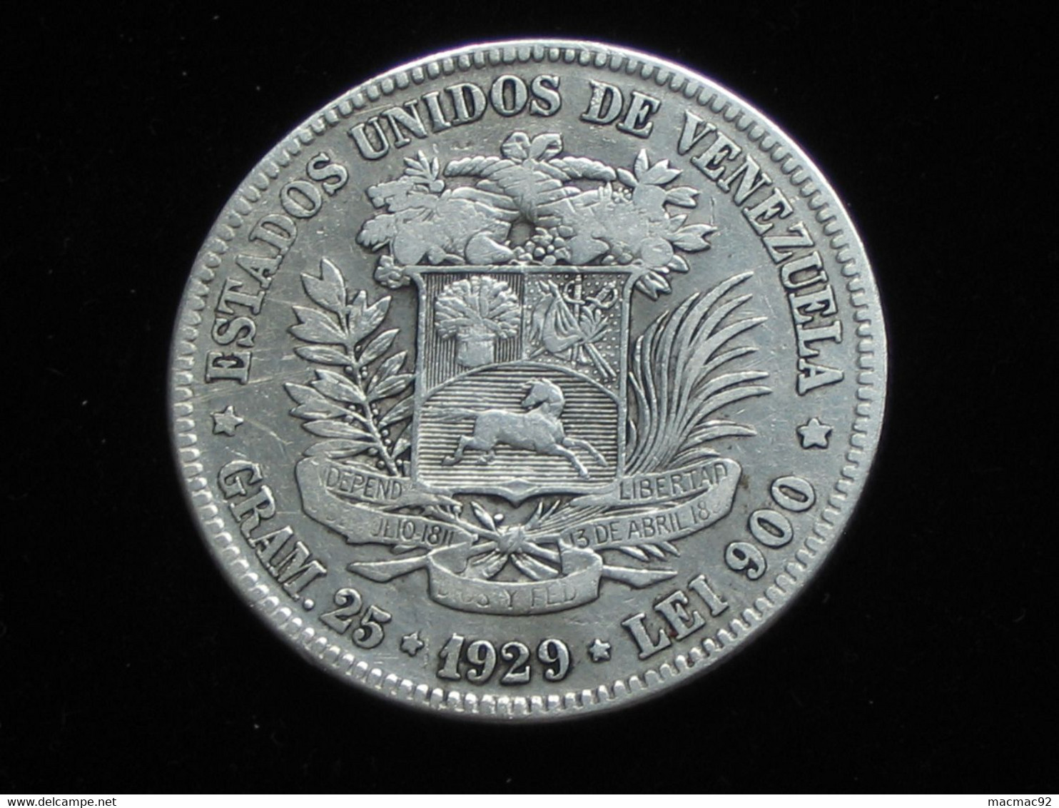 VENEZUELA - Gram 25 - 1929 - BOLIVAR LIBERTADOR - Estados De Venezuela   **** EN ACHAT IMMEDIAT **** - Venezuela