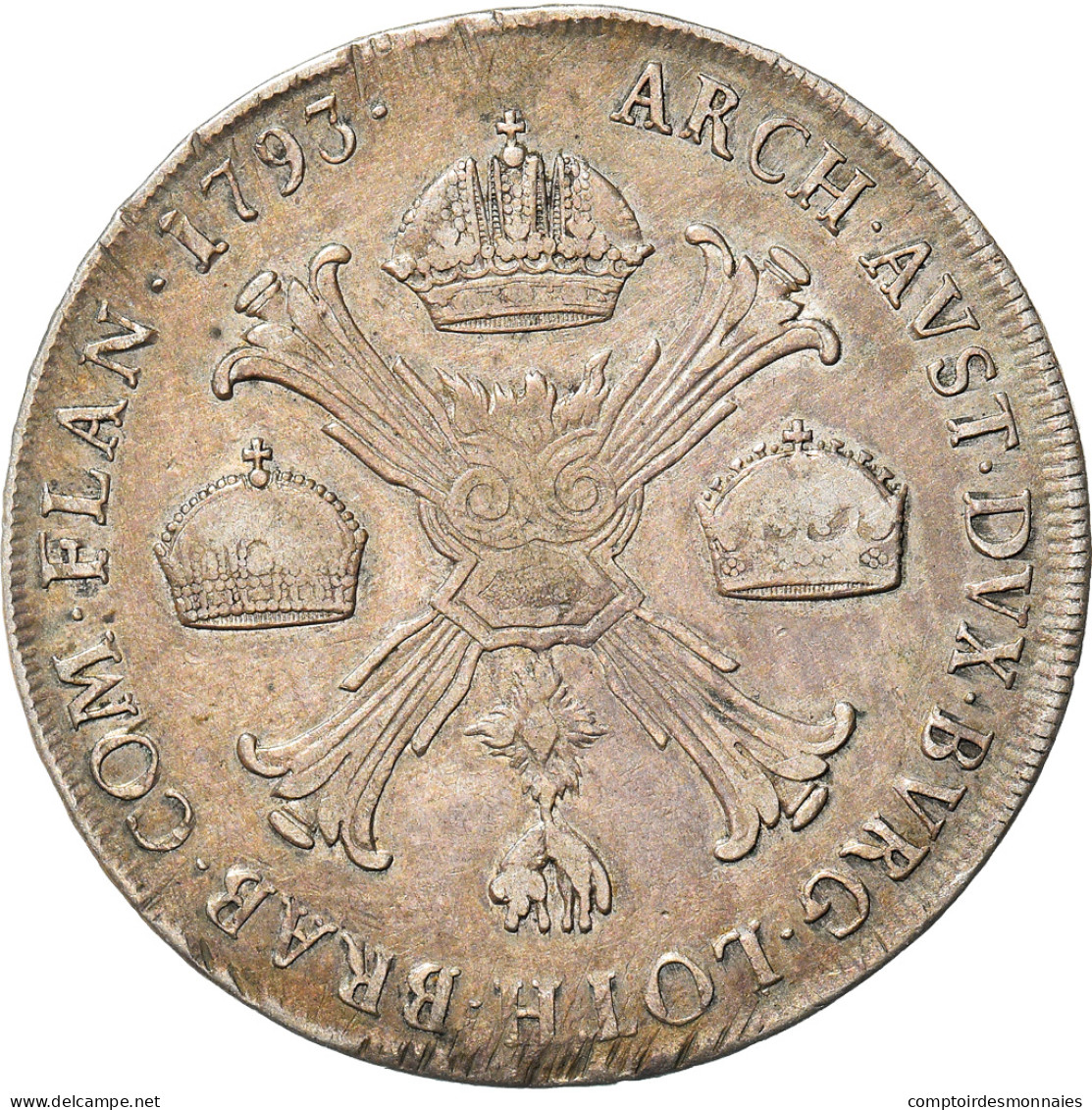 Monnaie, États Italiens, MILAN, Franz II, Crocione, Kronenthaler, 1793, Milan - Lombardie-Vénétie