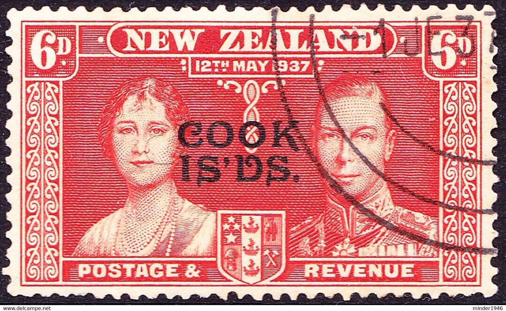 COOK ISLANDS 1937 KGVI 6d Red-Orange SG167 FU - Cookinseln