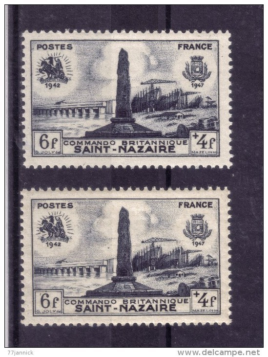 VARIETE DE COULEUR N° 786 (bleu Noir Foncé Sur Fond Blanc Et Bleu Noir Clair Sur Fond Jaunatre ) NEUF** - Unused Stamps