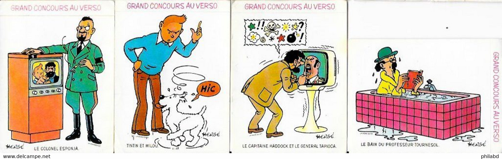 TINTIN La Vache Qui Rit - 4 Adhésifs Autocollants Hergé 1976 - Tintin