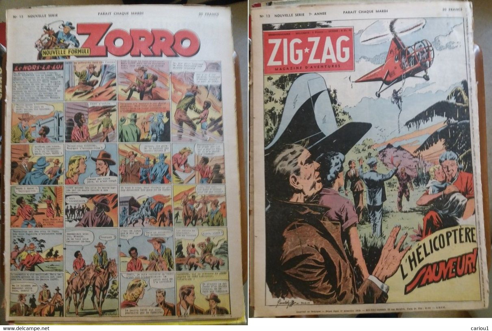 C1  ZIG ZAG ZORRO # 13 1953 PIRATES INFINI Le Goff PELLOS  PORT INCLUS France - Zorro