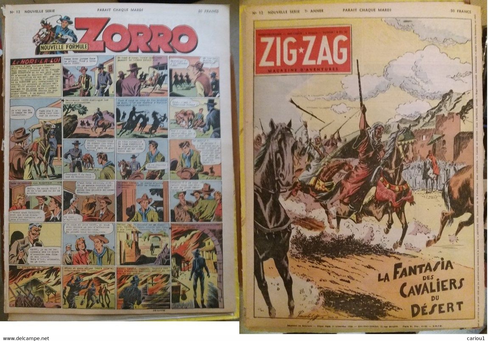 C1  ZIG ZAG ZORRO # 12 1953 PIRATES INFINI Le Goff PELLOS  PORT INCLUS France - Zorro