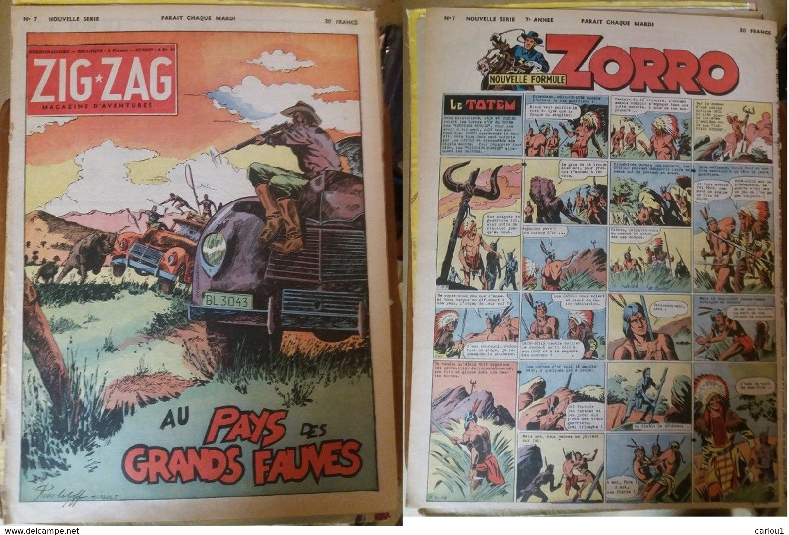 C1  ZIG ZAG ZORRO # 7 1952 PIRATES INFINI Le Goff PELLOS   PORT INCLUS France - Zorro