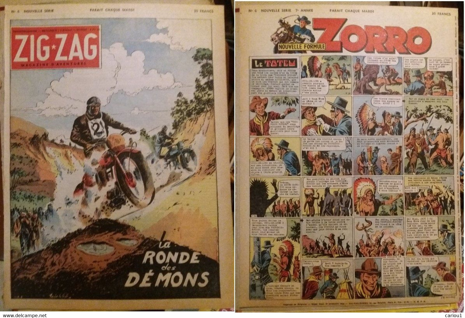 C1 ZIG ZAG ZORRO # 6 1952 PIRATES INFINI Le Goff PELLOS   PORT INCLUS France - Zorro