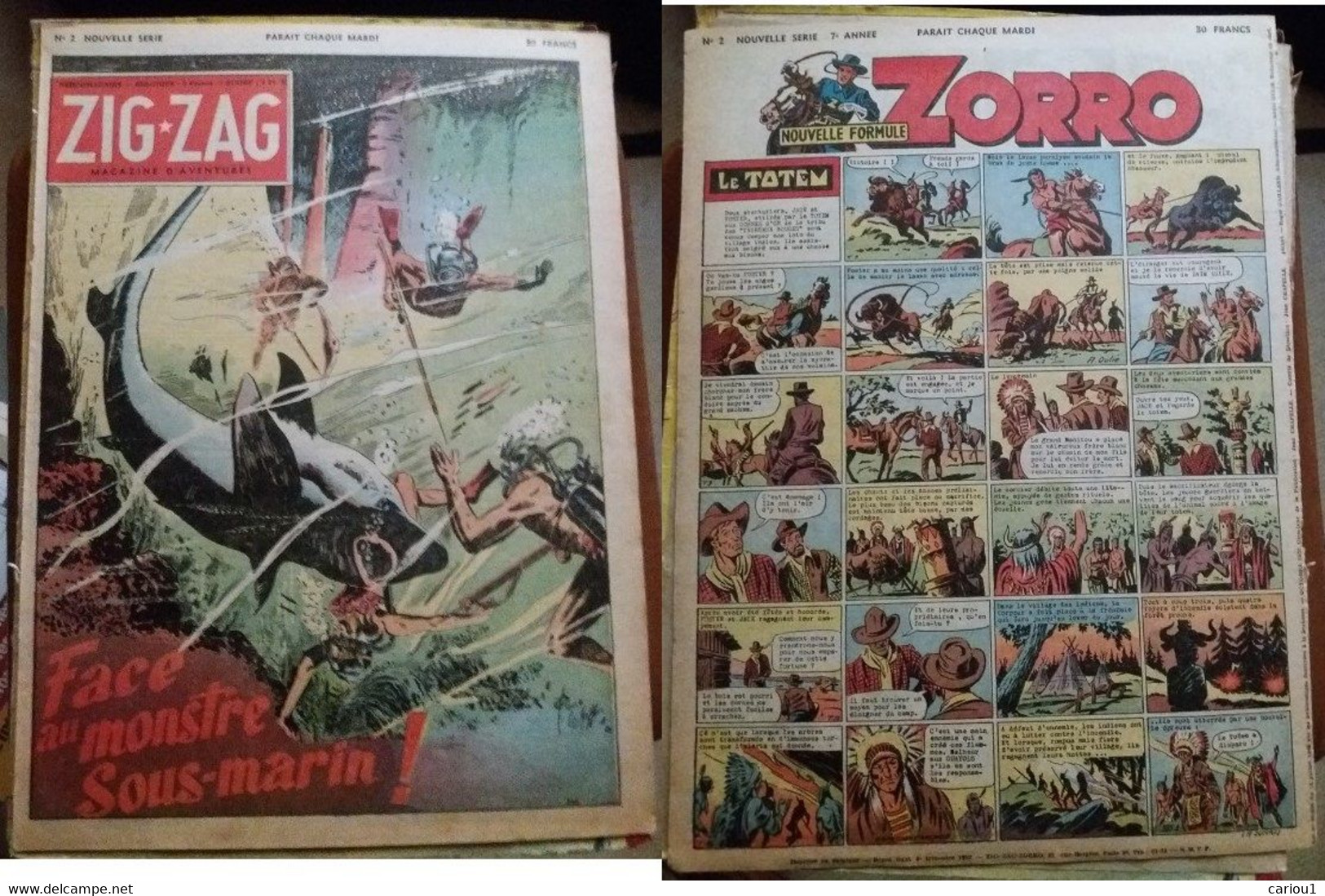 C1  ZIG ZAG ZORRO # 2 1952 PIRATES INFINI Le Goff PELLOS   PORT INCLUS France - Zorro