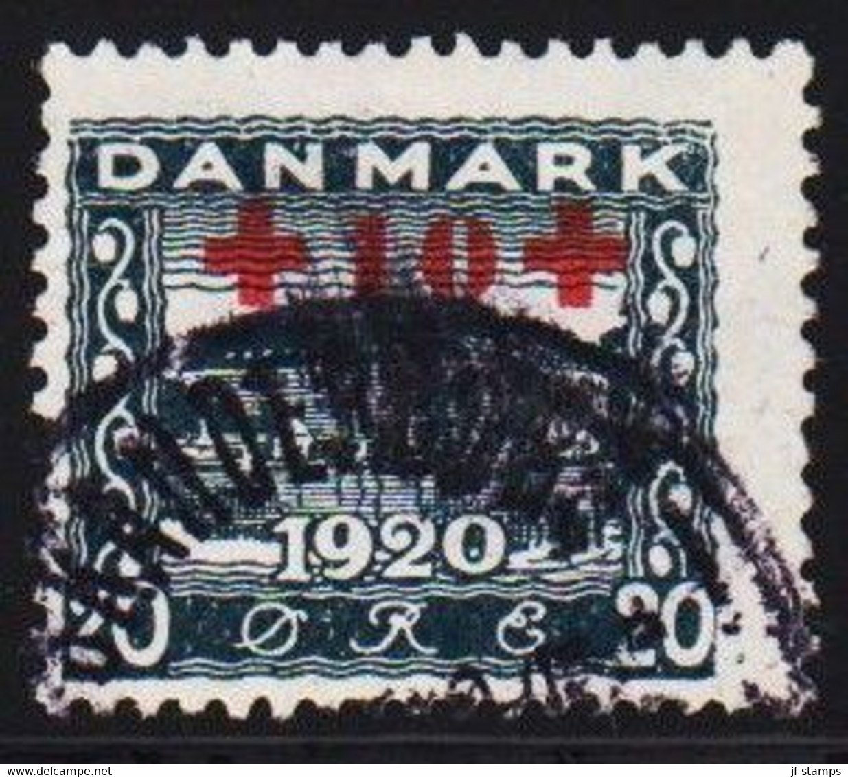 1921. Red Cross. 20 Øre + 10 Øre Blue-black (Michel 117) - JF510024 - Used Stamps