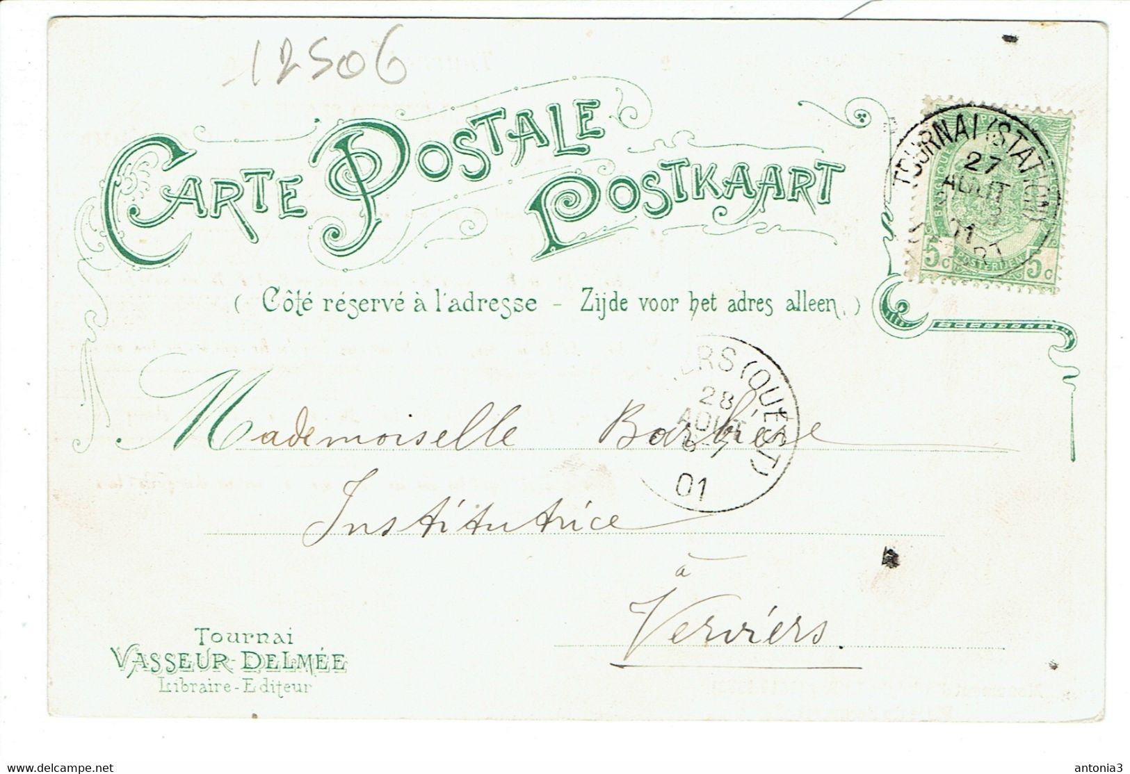 Tournai. Les Cheonq Clotiers. Paroles Adolphe Leray. Momument Adolphe Leroy. Carte Précurseur. Vasseur Delmée. **** - Tournai