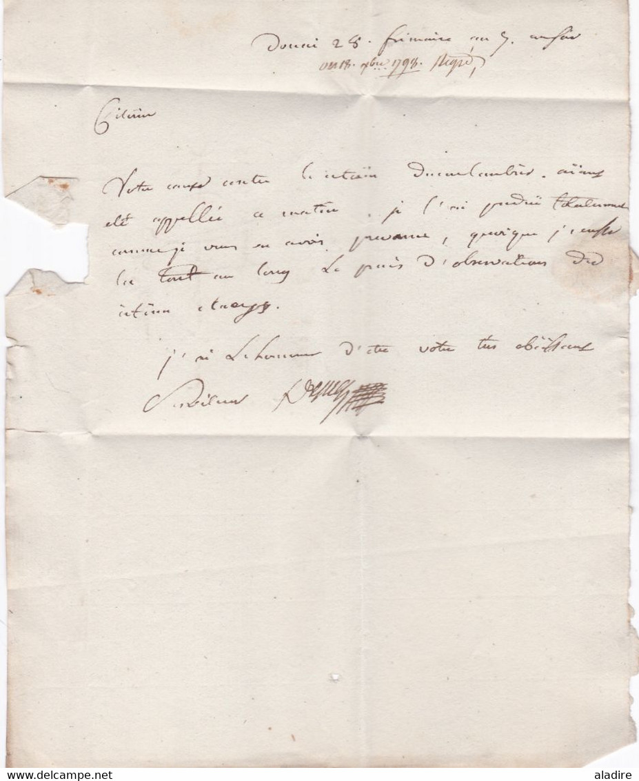 1798 - Marque Postale 57 DOUAY Douai En Rouge Sur Lettre Avec Correspondance Vers Lille - Taxe 4 -  Directoire - 1701-1800: Precursors XVIII