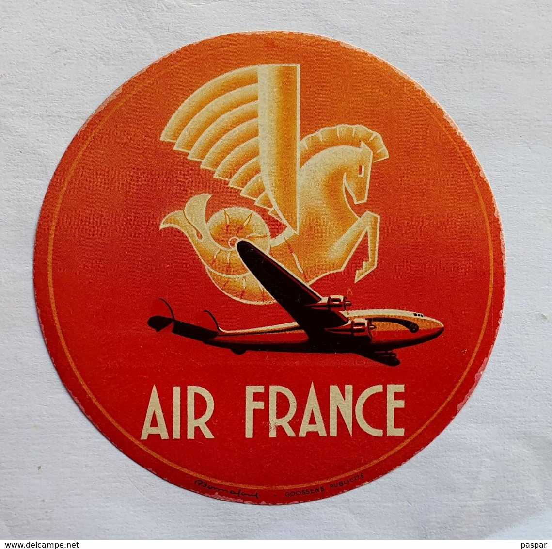 ETIQUETTE AIR FRANCE CONSTELLATION - R. Bonnafoux - Goosens Publicité - Baggage Etiketten