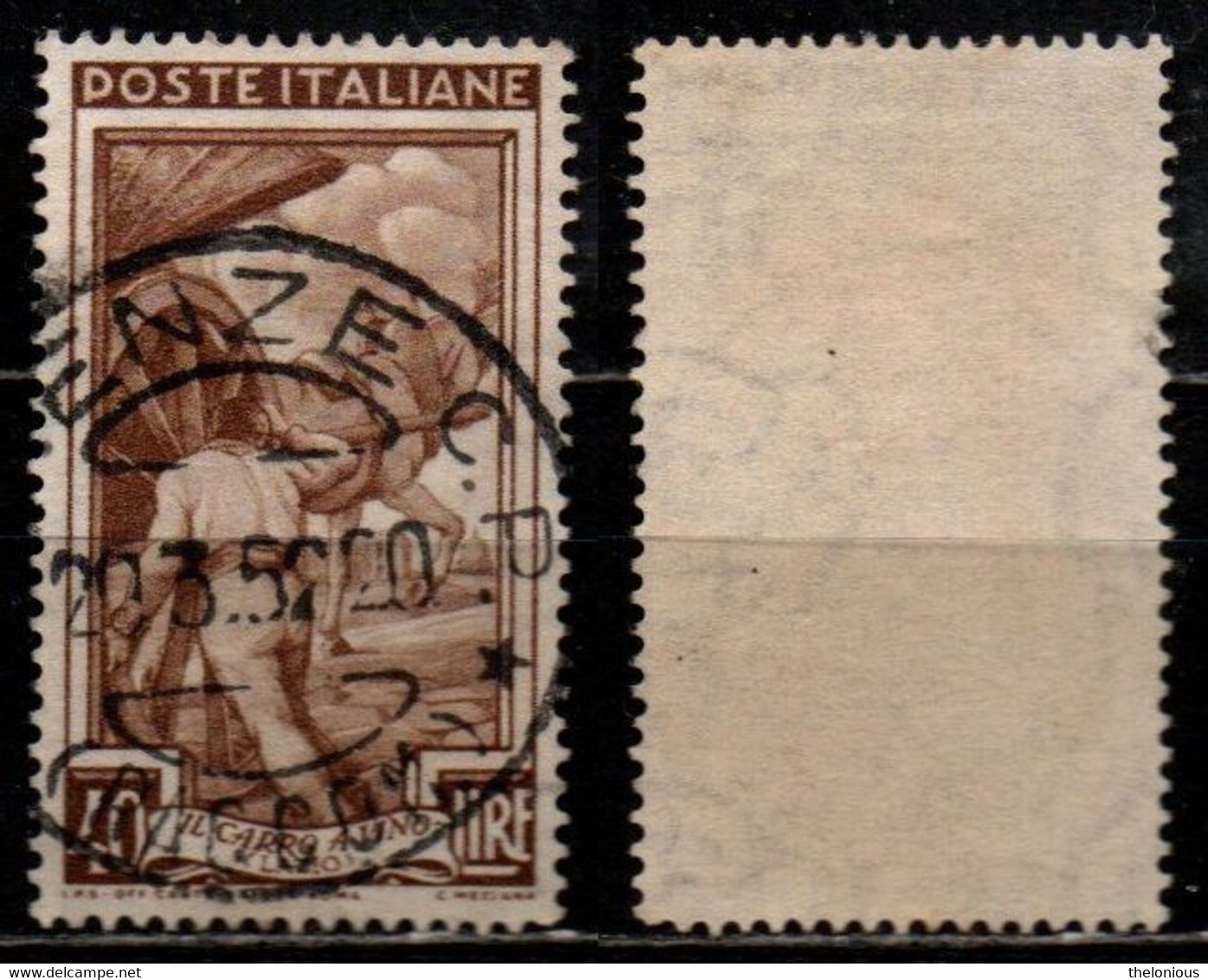 # Italia Al Lavoro 40 Lire Filigrana Ruota 1 Destra Bassa - 1946-60: Usati