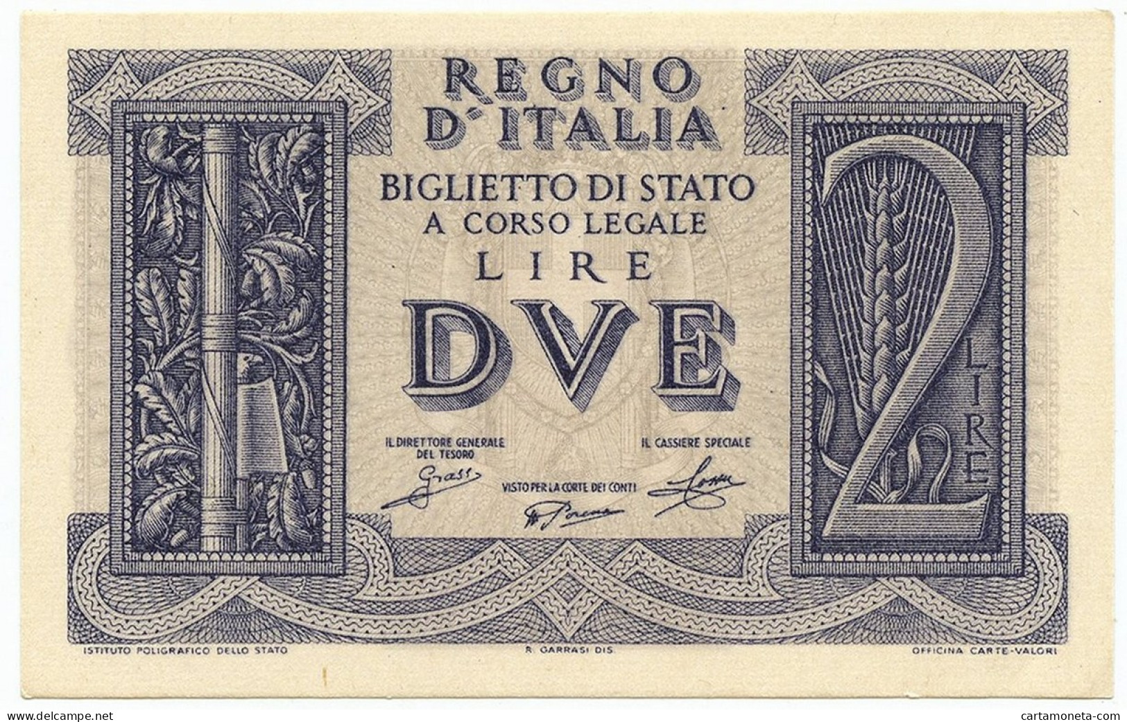 2 LIRE BIGLIETTO DI STATO FASCIO 14/11/1939 QFDS - Otros