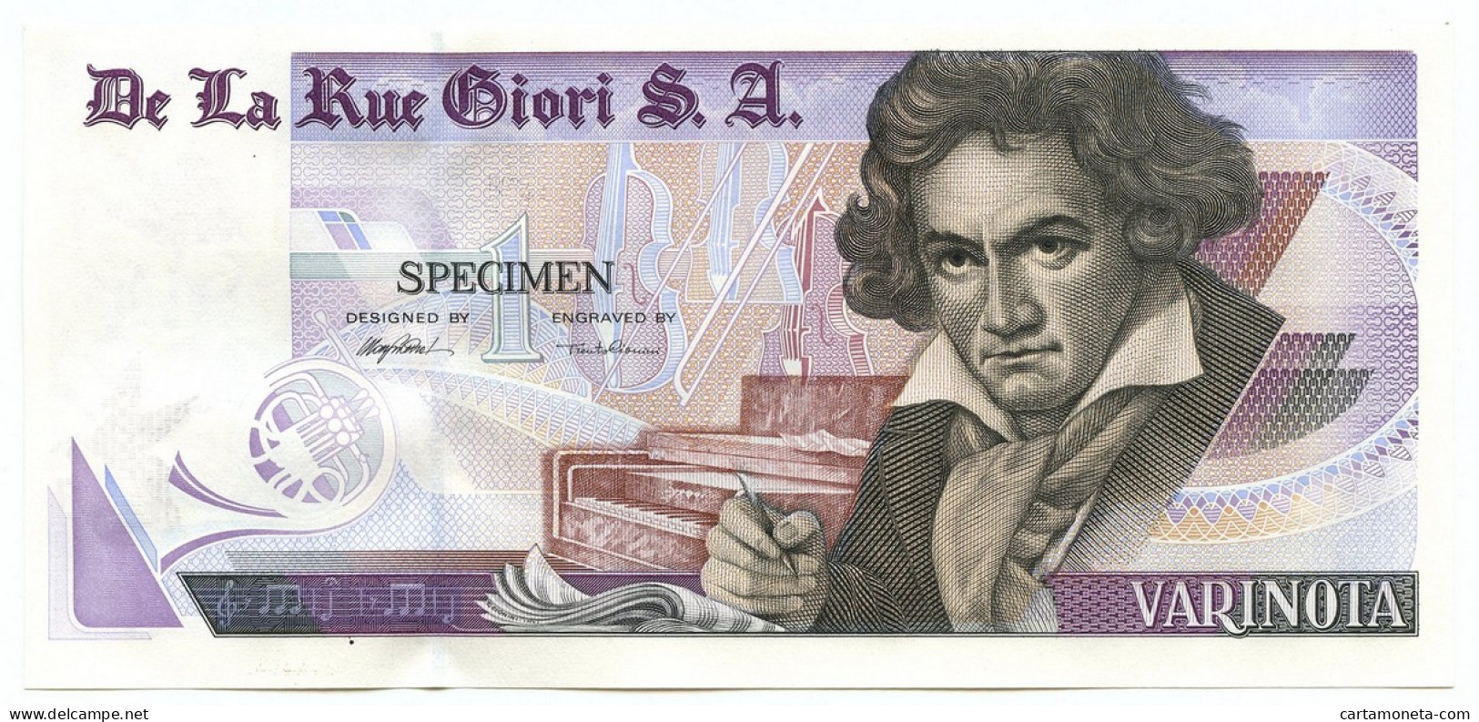 NO VALUE CAMPIONE DE LA RUE GIORI LUDWIG VAN BEETHOVEN VARIANTE VIOLA FDS - [ 7] Fautés & Variétés