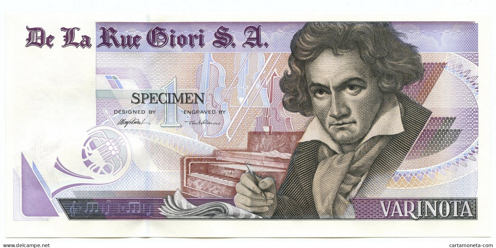 NO VALUE CAMPIONE DE LA RUE GIORI LUDWIG VAN BEETHOVEN VARIANTE VIOLA FDS - [ 7] Errors & Varieties