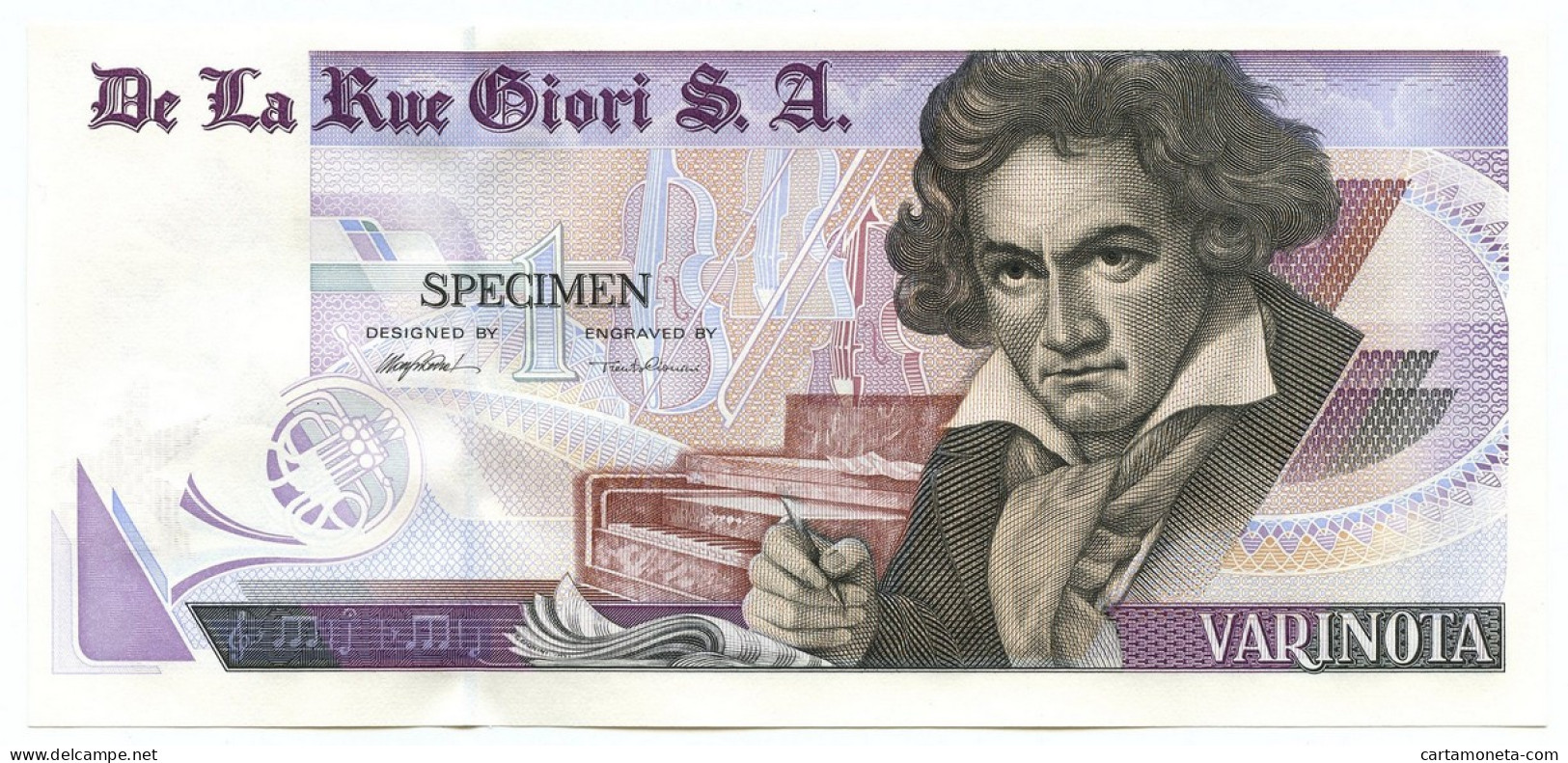 NO VALUE CAMPIONE DE LA RUE GIORI LUDWIG VAN BEETHOVEN VARIANTE VIOLA FDS - [ 7] Errors & Varieties