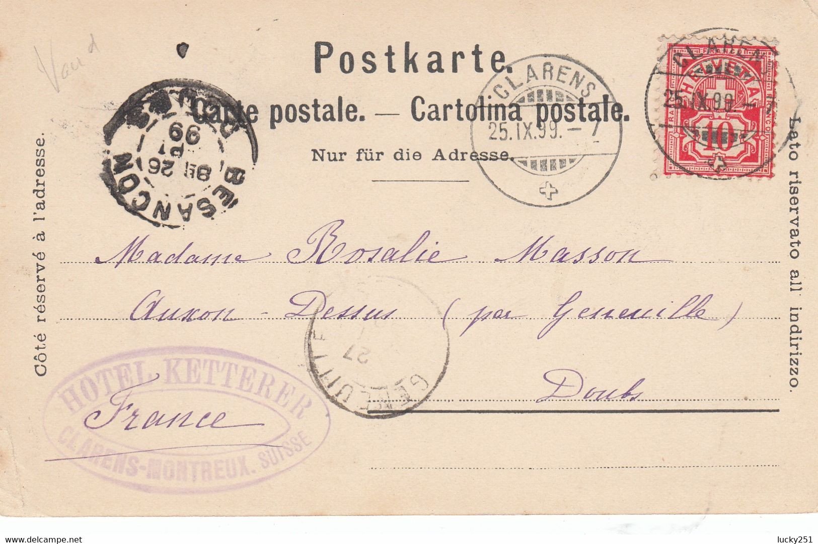 Suisse - Châteaux - Chillon - Le Château - Circulée 25/09/1899 - Au