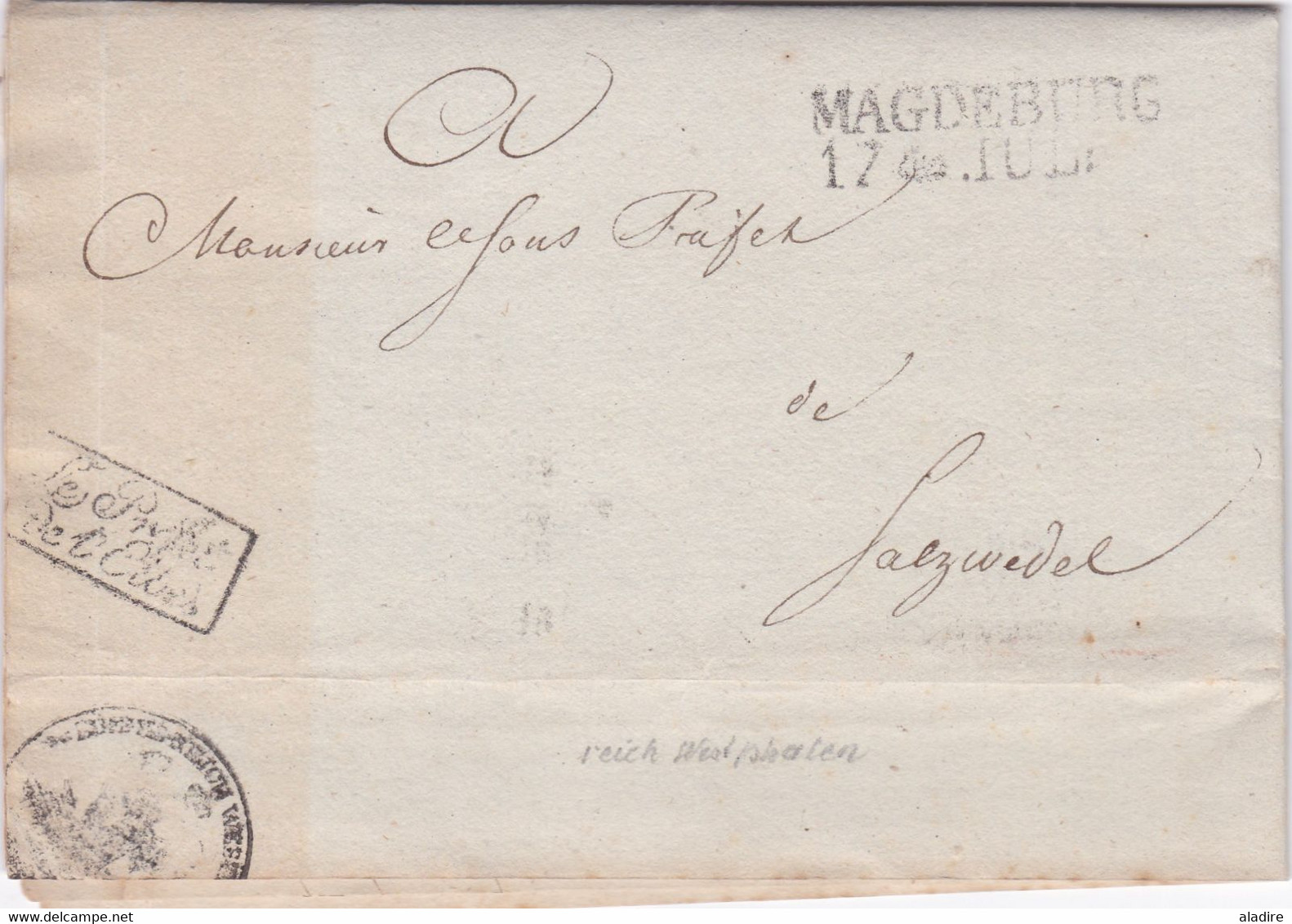 1813 -  Lettre Pliée Avec Correspondance Officielle Du Préfet Du Département De L'Elbe Au Sous Préfet De Salzwedel - 1792-1815 : Departamentos Conquistados