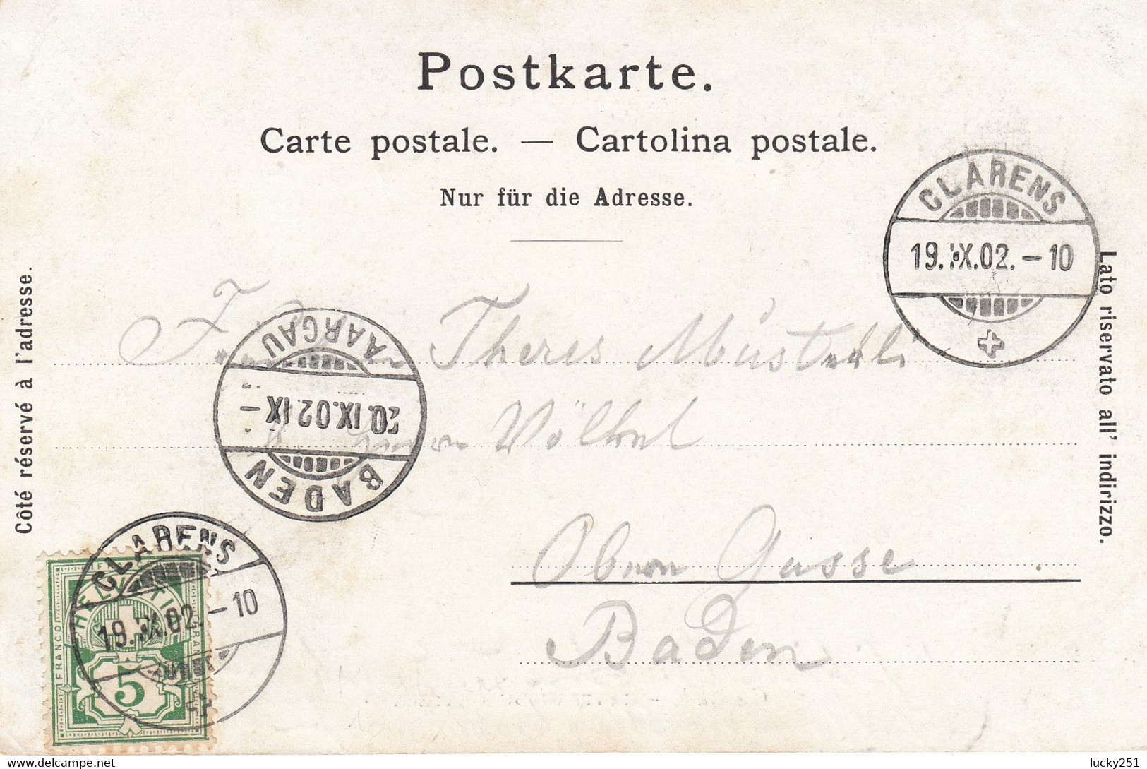 Suisse - Châteaux - Clarens - Le Château Du Chatelard - Circulée 19/09/1902 - Au