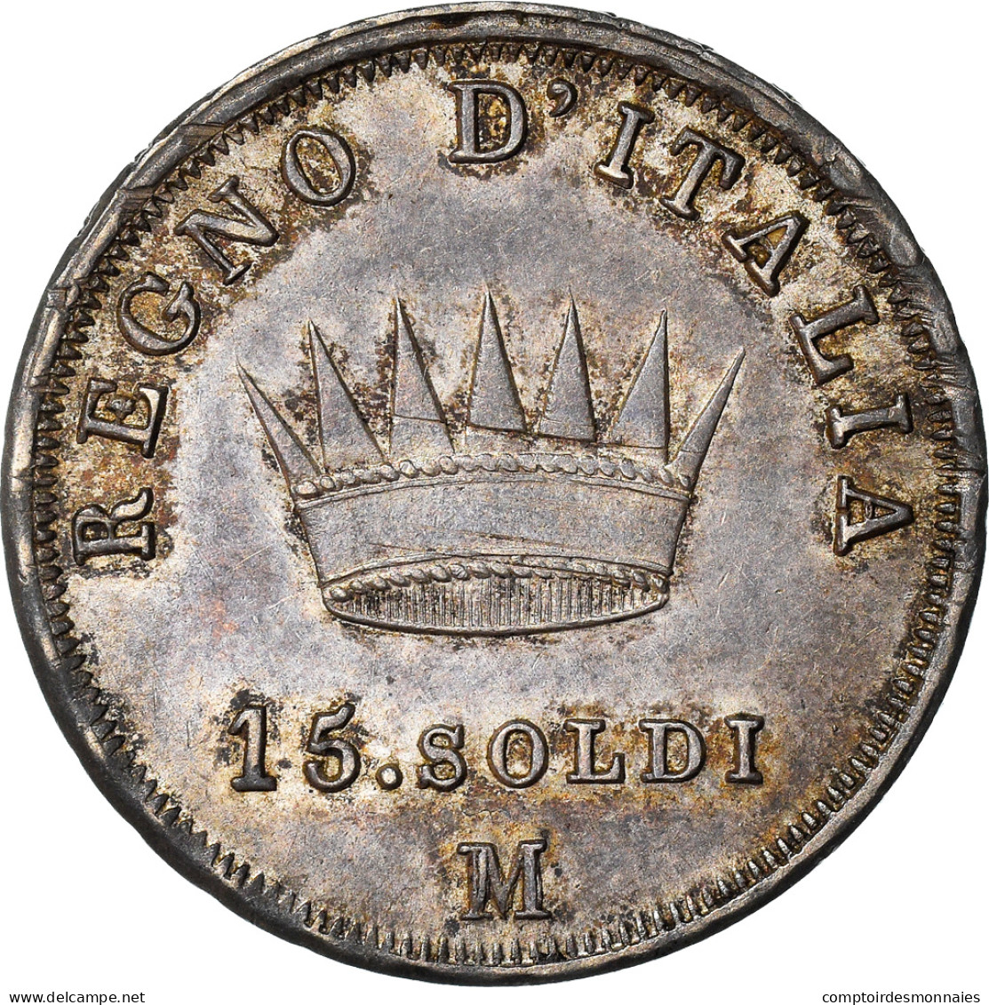 Monnaie, États Italiens, KINGDOM OF NAPOLEON, Napoleon I, 15 Soldi, 1808 - Napoleónicas