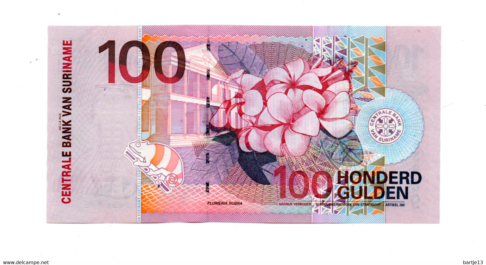SURINAME BANKBILJET 100 GULDEN 1.01.2000 UNC - Surinam