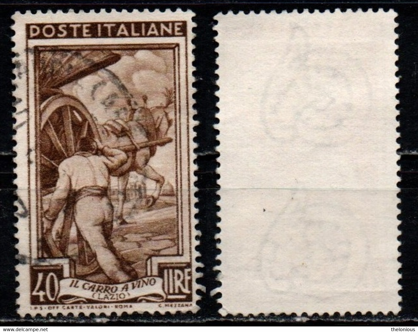 # Italia Al Lavoro 40 Lire Filigrana Ruota 3 Sinistra Alta - 1946-60: Usati