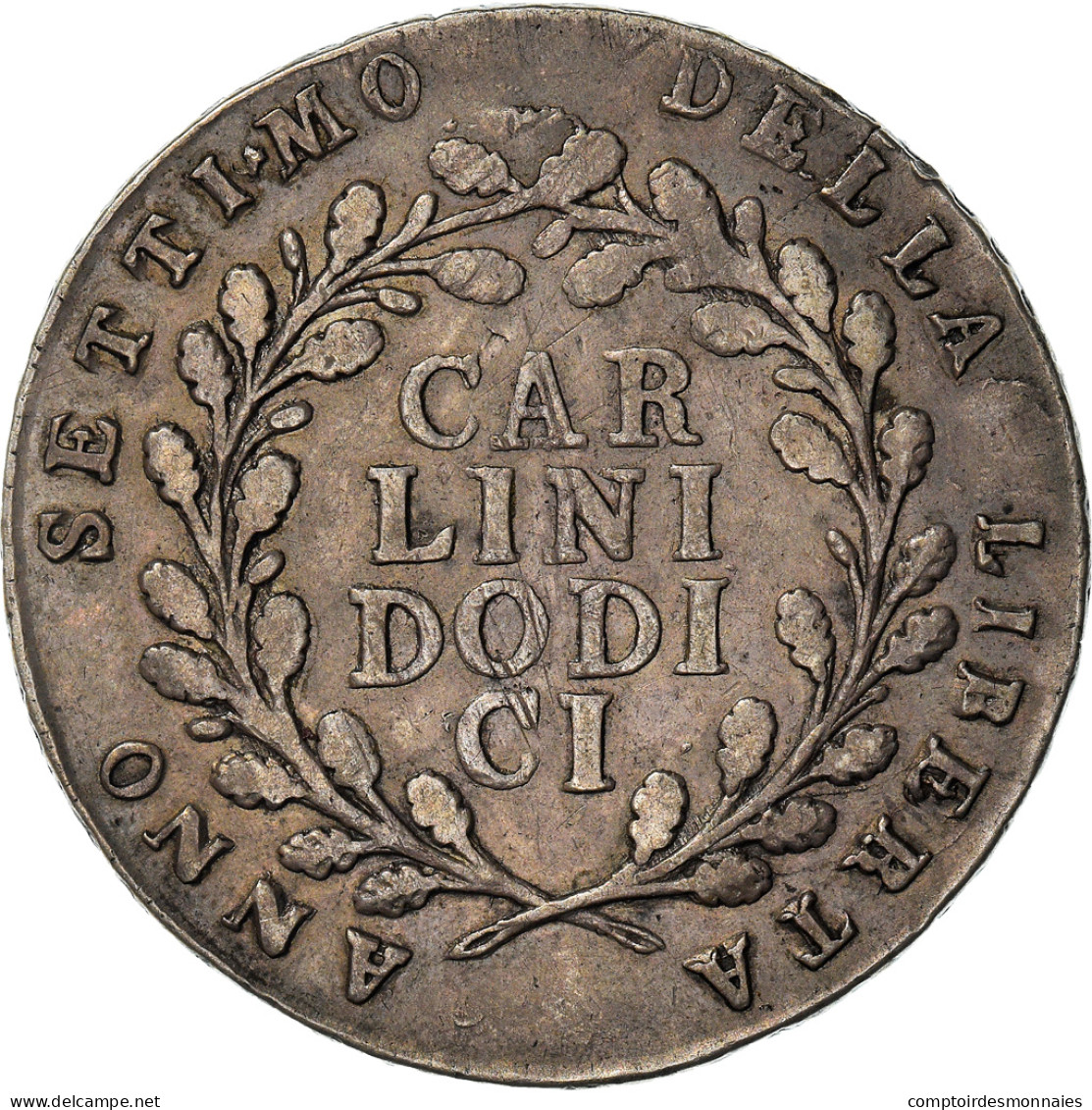 Monnaie, États Italiens, NAPLES, 12 Carlini, An VII (1799), TTB, Argent, KM:233 - Napoli & Sicilia