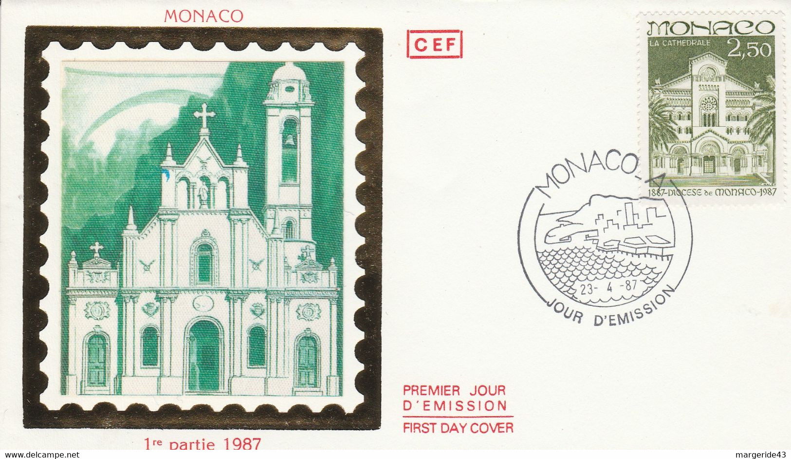 MONACO FDC 1987 PAROISSE DE SAINTE DEVOTE - FDC