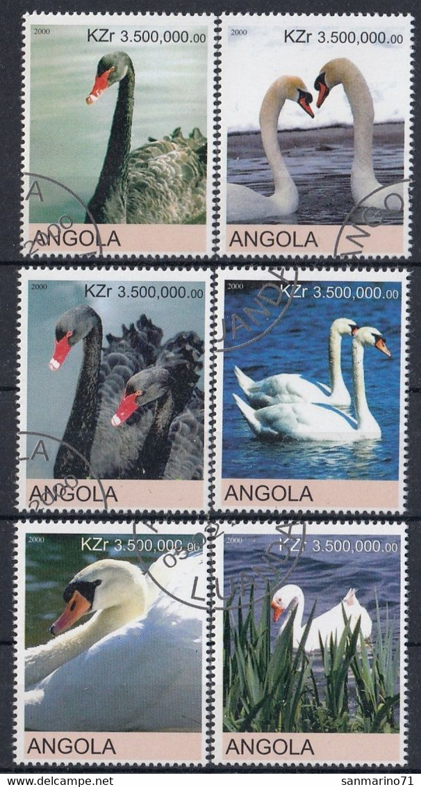ANGOLA Swans 2,used - Cygnes