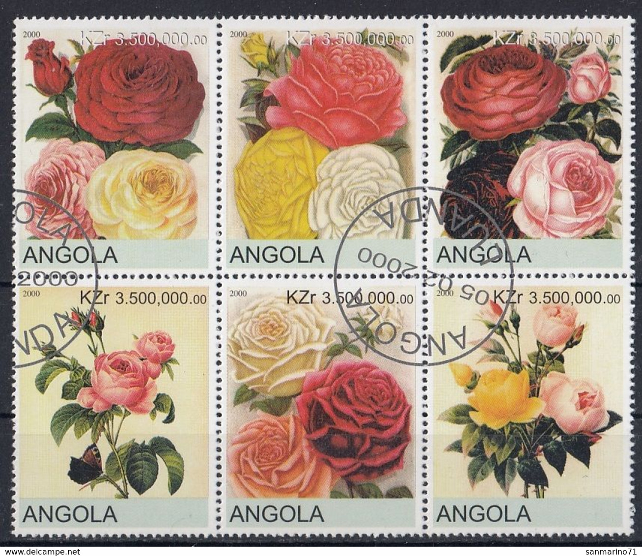 ANGOLA Roses 1,used - Rose