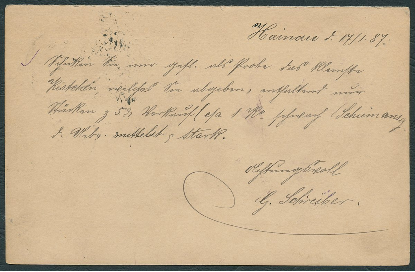 DT.REICH 1887, PK-P13A, ANTWORT, STPL-K1 HAYNAU IN SCHLESIEN, SELTEN! - Lettres & Documents