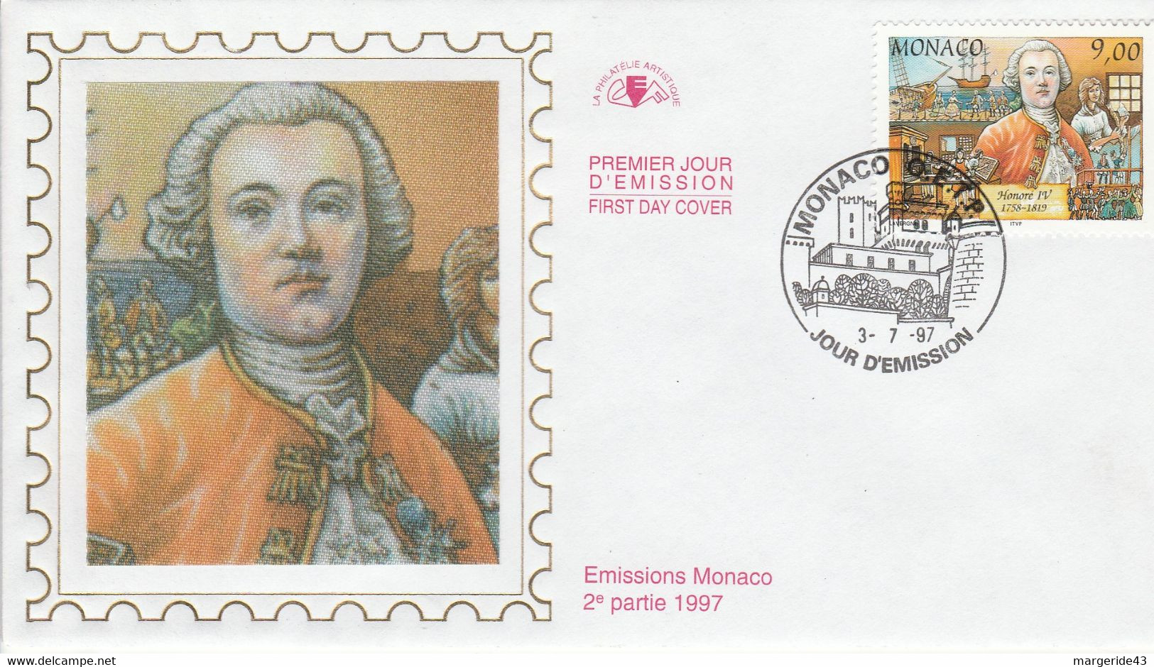 MONACO FDC 1997 DYNASTIE DES GRIMALDI - HONORE IV - FDC