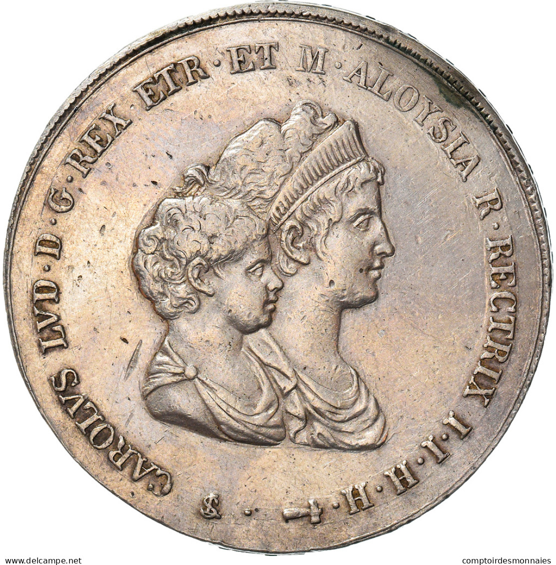 Monnaie, États Italiens, TUSCANY, Charles Louis, 10 Lire, 1807, SUP, Argent - Toskana