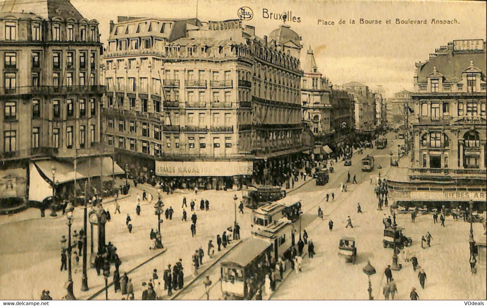 035 711 - CPA - Belgique - Bruxelles - Place De La Bourse Et Boulevard Anspach - Marktpleinen, Pleinen