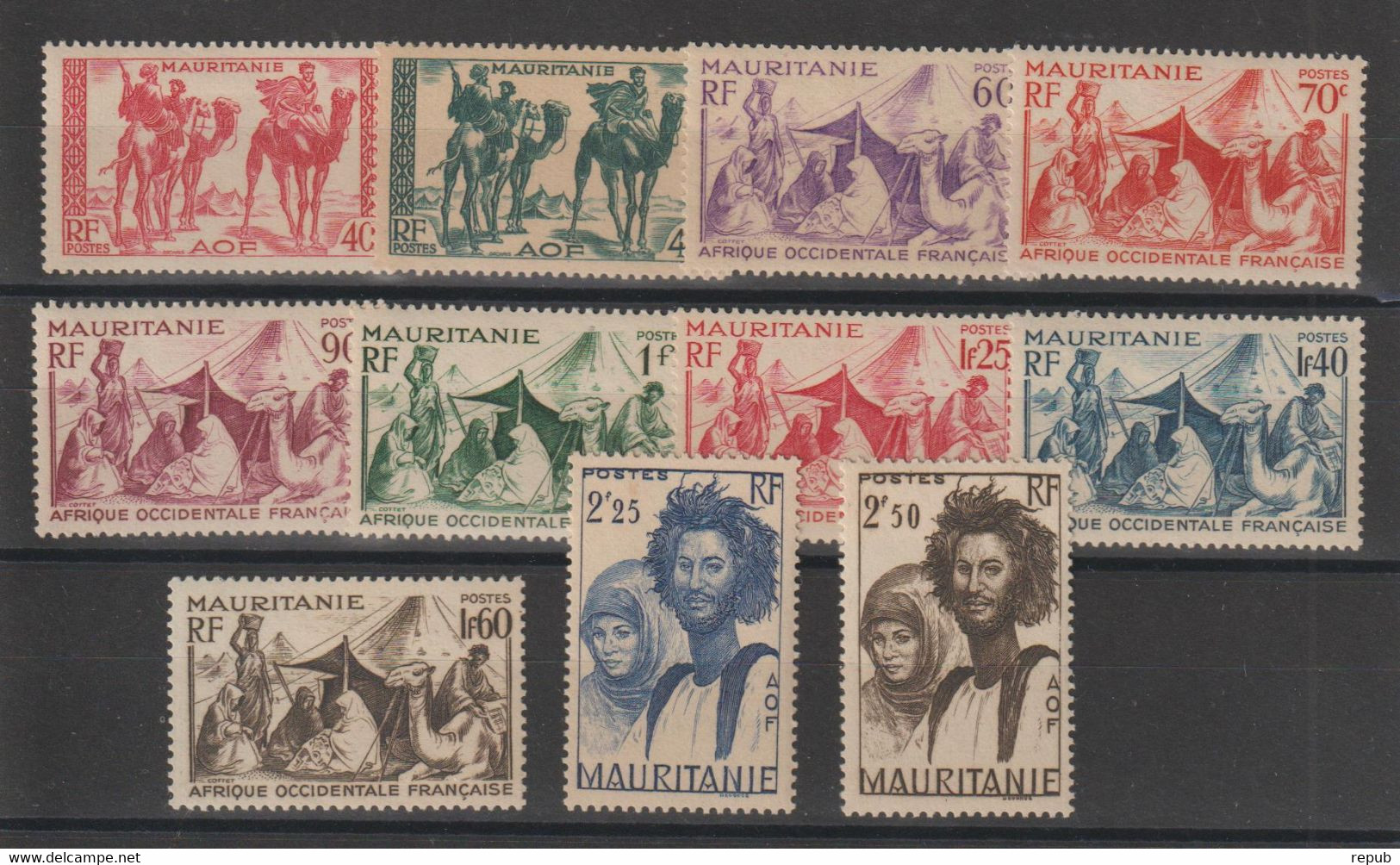 Mauritanie 1939-46 Série Courante 105-115 Sauf 112A 11 Val * Charnière MH - Unused Stamps