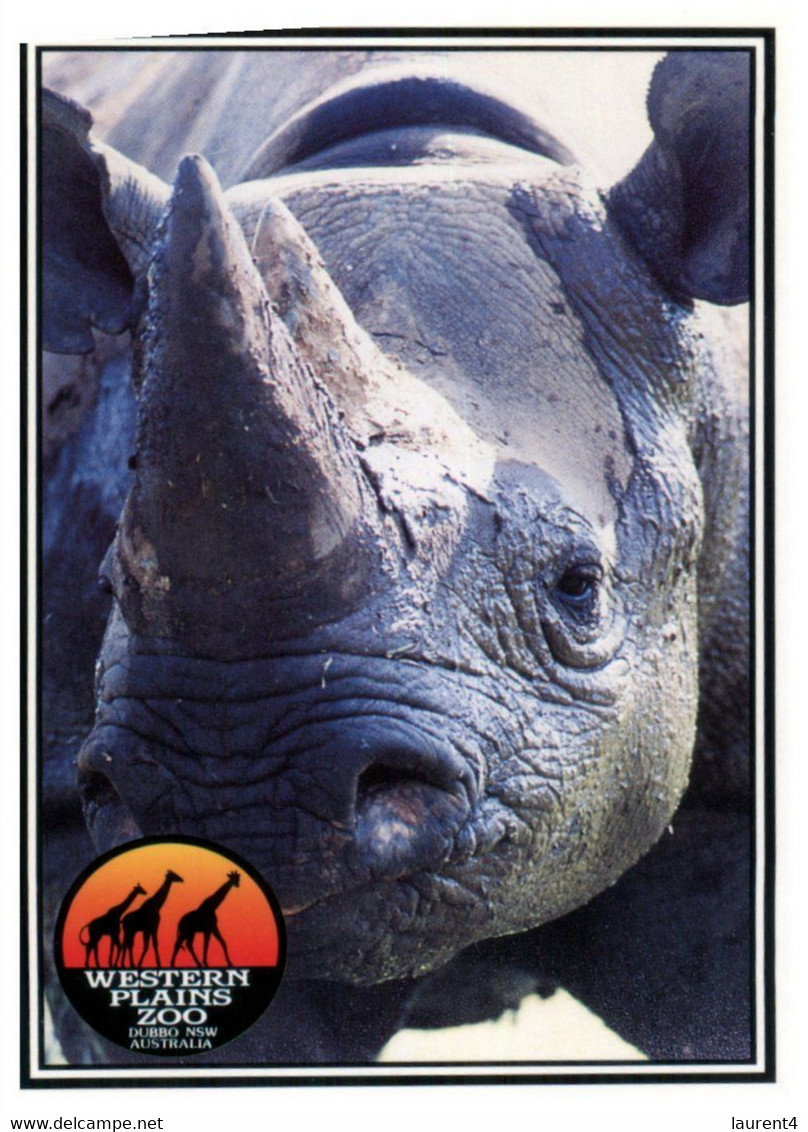 (RR 13) Australia - NSW - Dubbo Western Plain Zoo Rhinoceros + Rhino Survival Sticker (2 Items) - Rhinoceros