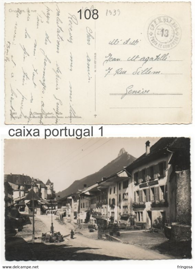 FELDPOST: CP. E. M. BAT.FUS. -- Gruyères, La Rue - Postmarks