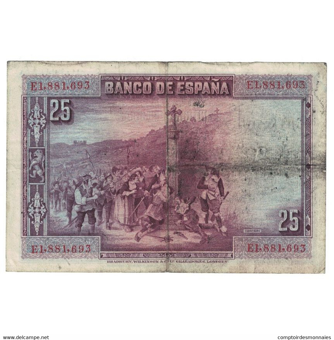 Billet, Espagne, 25 Pesetas, 1928, 1928-08-15, KM:74b, B+ - 1-2-5-25 Peseten