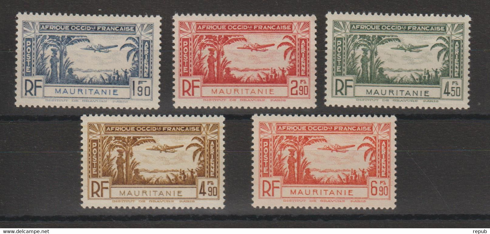 Mauritanie 1940 Série Avion PA 1-5 5 Val ** MNH - Unused Stamps