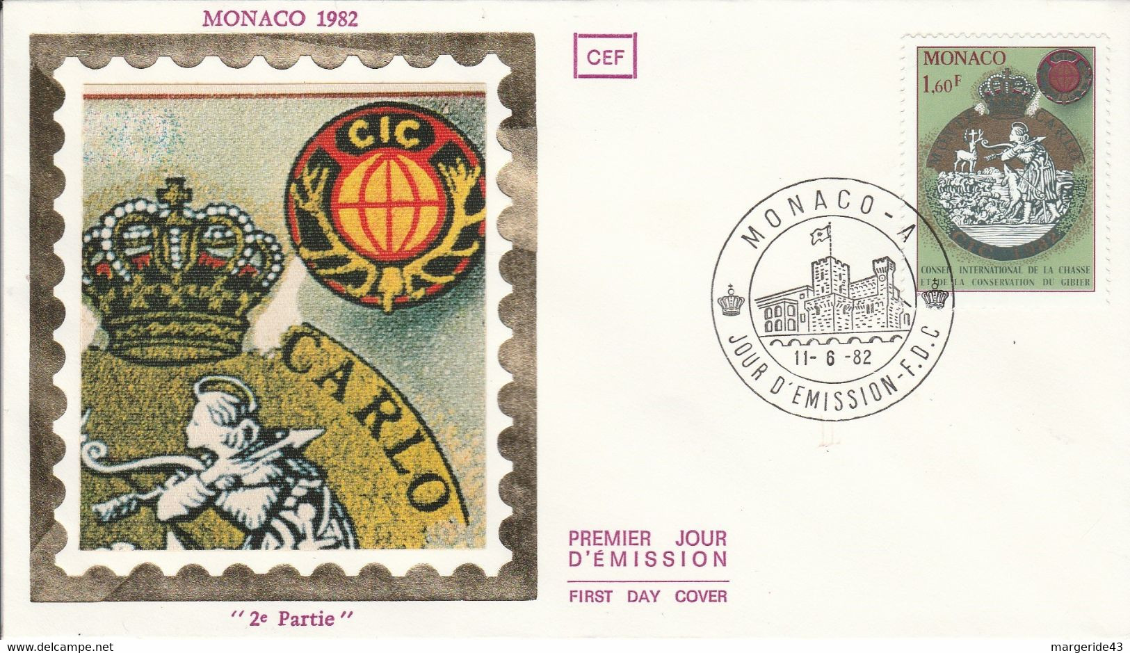 MONACO FDC 1982 CONSEIL DE LA CHASSE - FDC