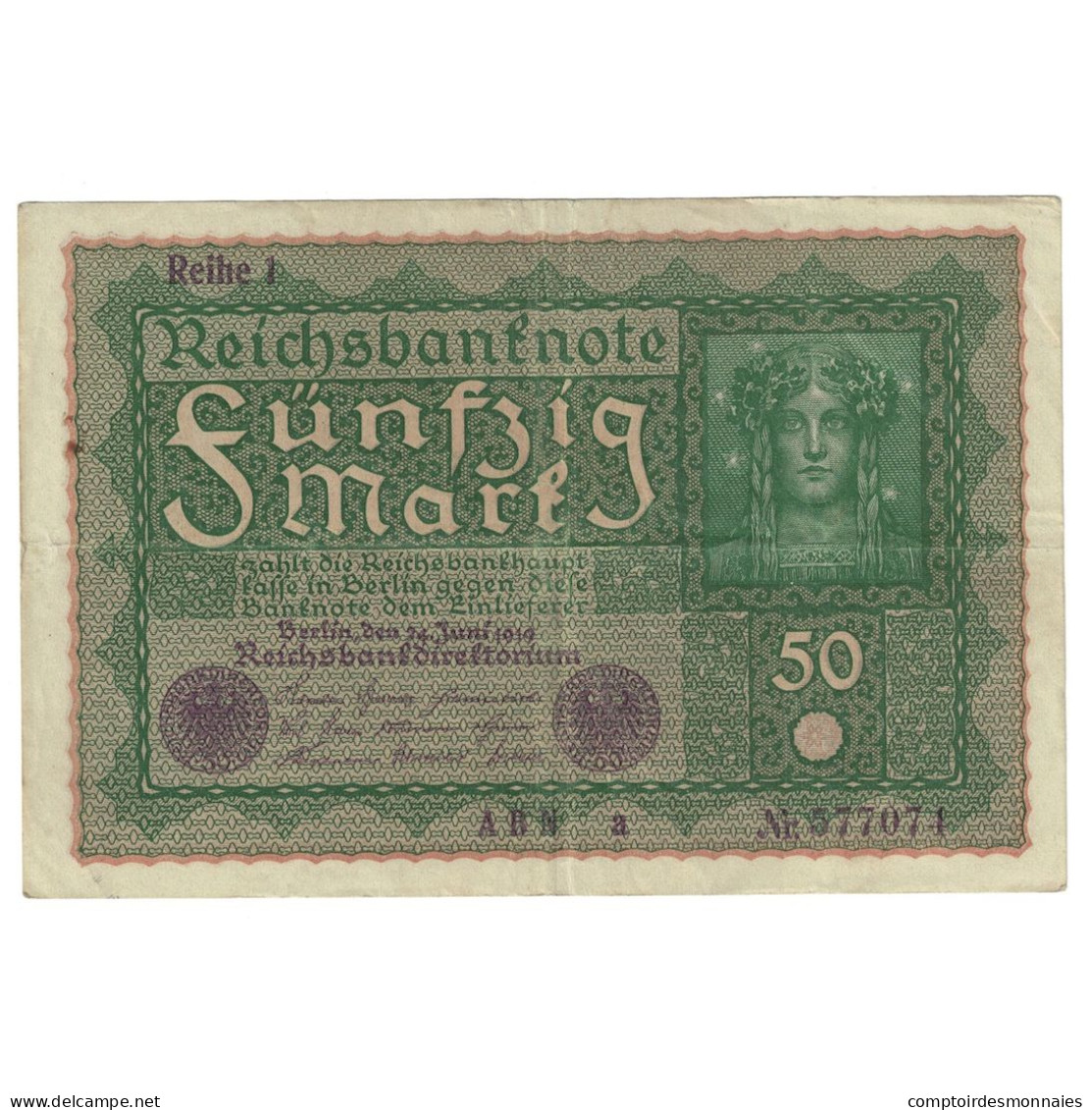 Billet, Allemagne, 50 Mark, 1919, 1919-06-24, KM:66, TB - 50 Mark