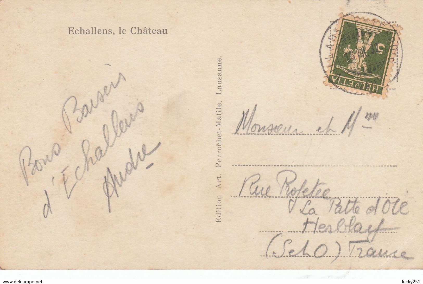 Suisse - Châteaux - Echallens - Le Château  - Circulée 18/08/1932 - Au